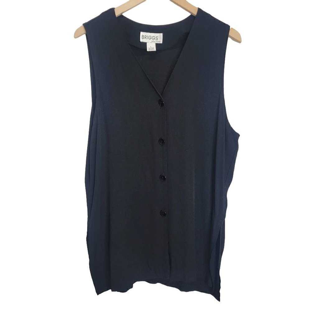 BRIGGS New York Black Long Side Slit Tank Tunic